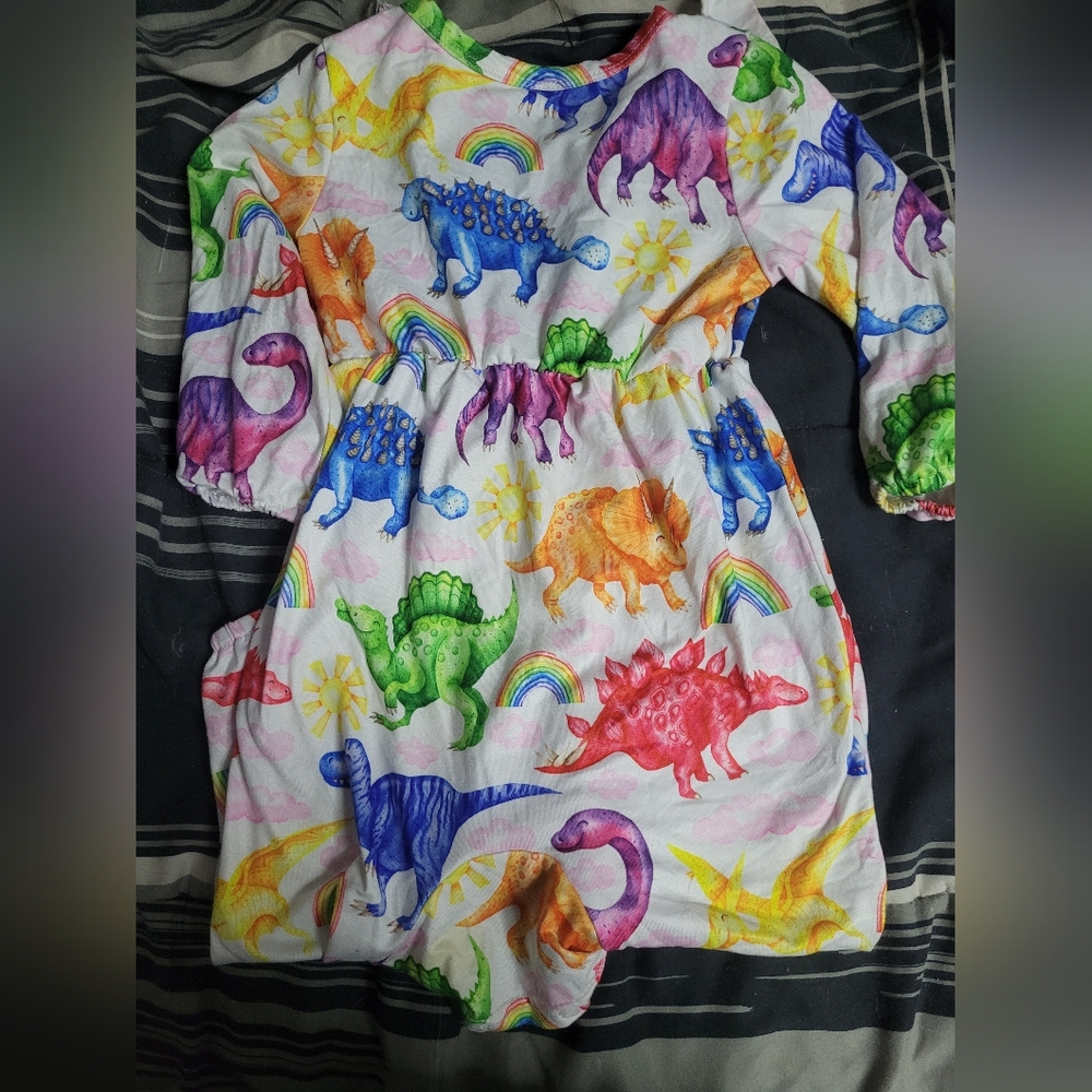 Colorful Dinosaur Print Pajama Set - Picture 5 of 7